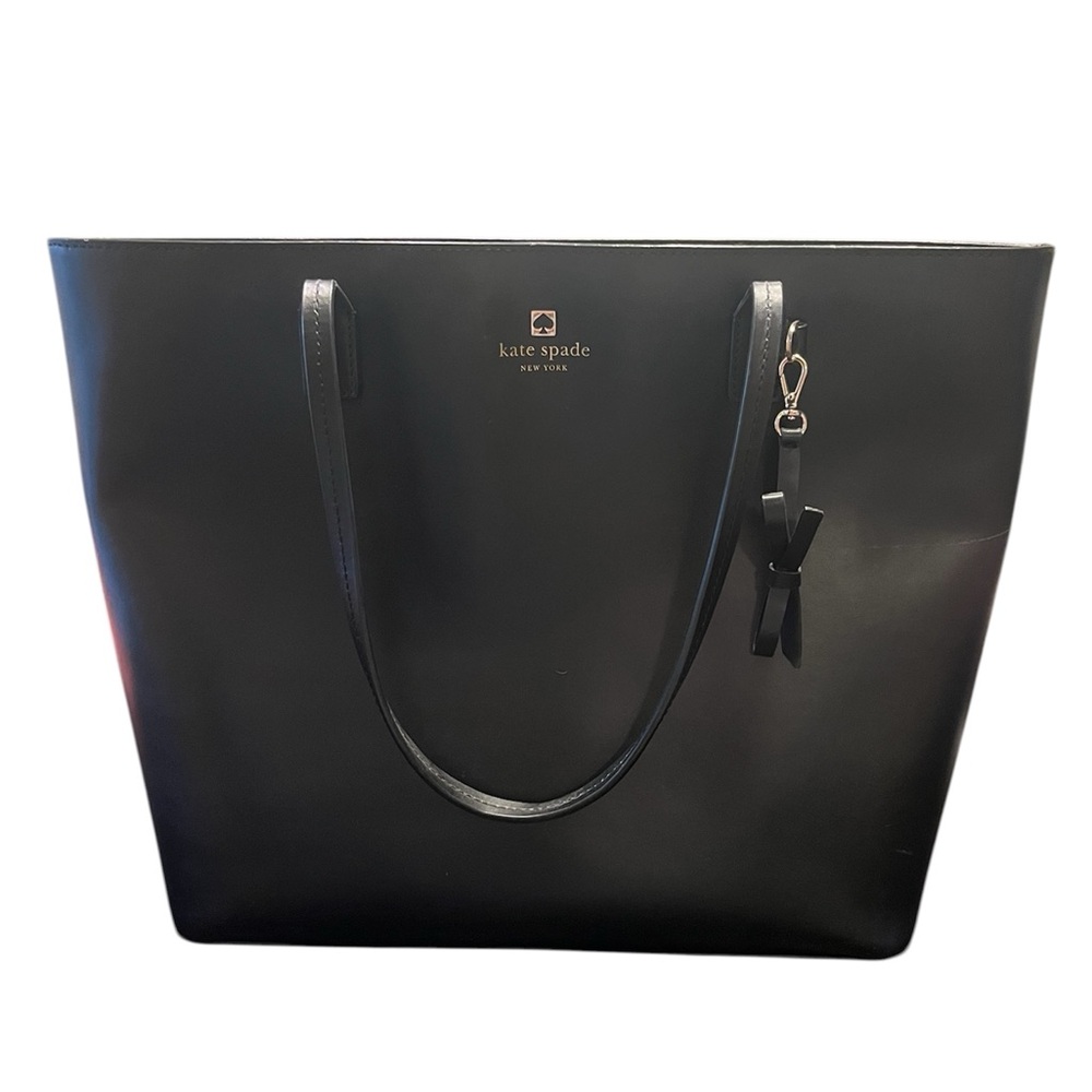 kate spade Black Leather Tote with Charm